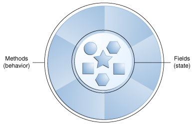 一个内圈充满项目的圆圈，周围是代表允许访问内圈的方法的灰色楔形。